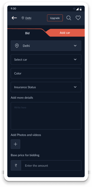 Car bidding app auction list