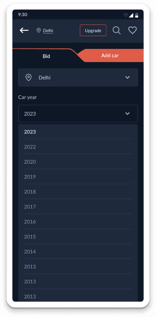 Car bidding app bid confirmation